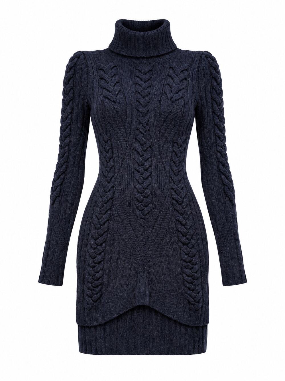 Celine by Phoebe Philo Cable Knit Turtleneck Mini Dress 2010 XS